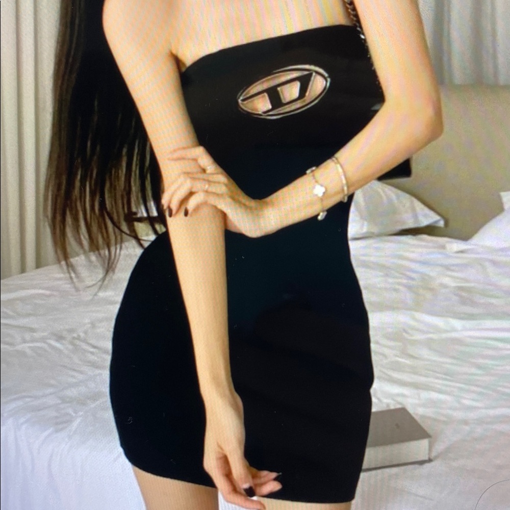Diesel black dress with silver logo - Picture 2 of 8
